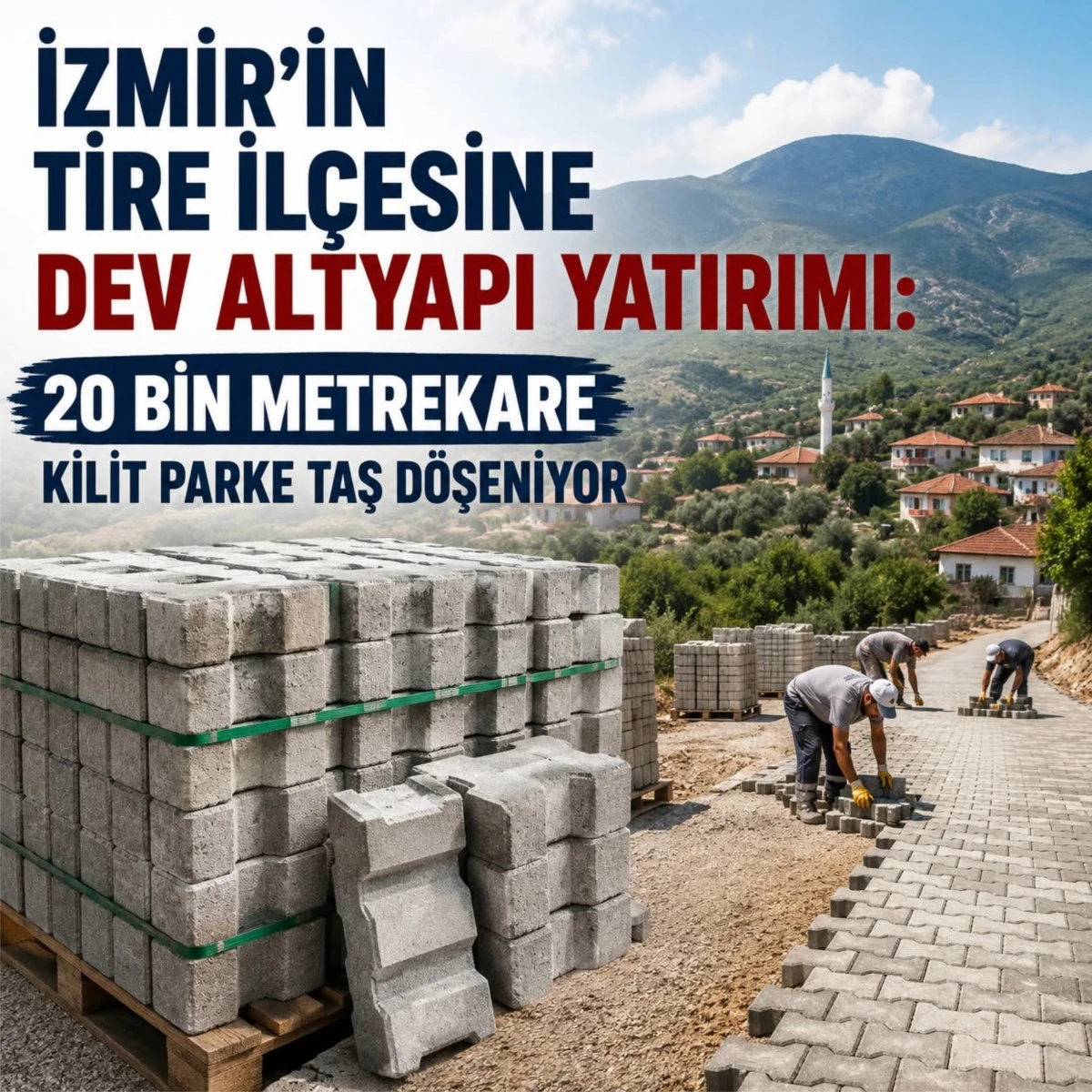 İzmir'in Tire İl&ccedil;esine Dev Altyapı Yatırımı: 20 Bin Metrekare Kilit Parke Taş D&ouml;şeniyor