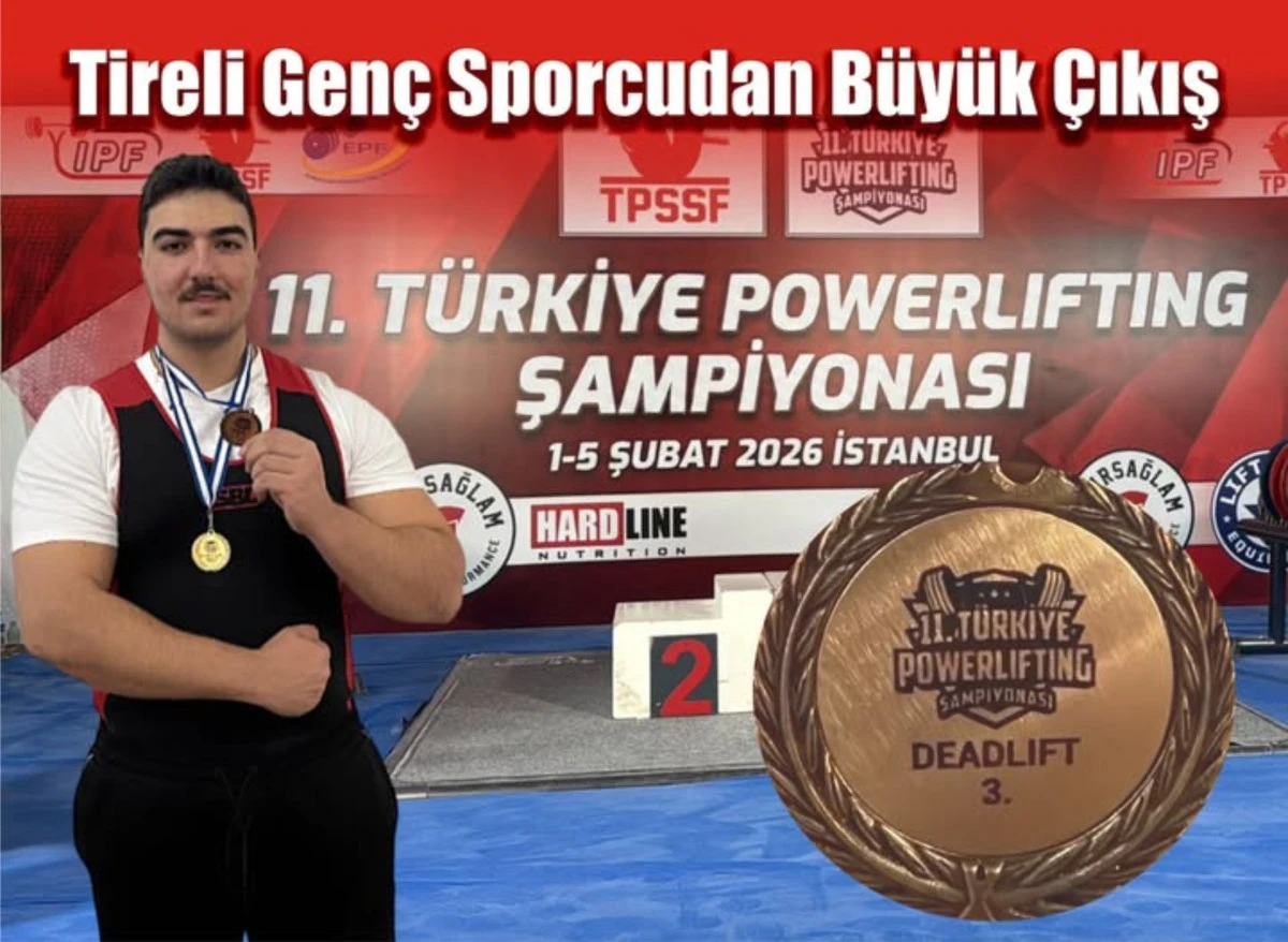 Tireli Sporcu Aras Nal, T&uuml;rkiye Powerlifting Şampiyonası&rsquo;nda K&uuml;rs&uuml;ye &Ccedil;ıktı